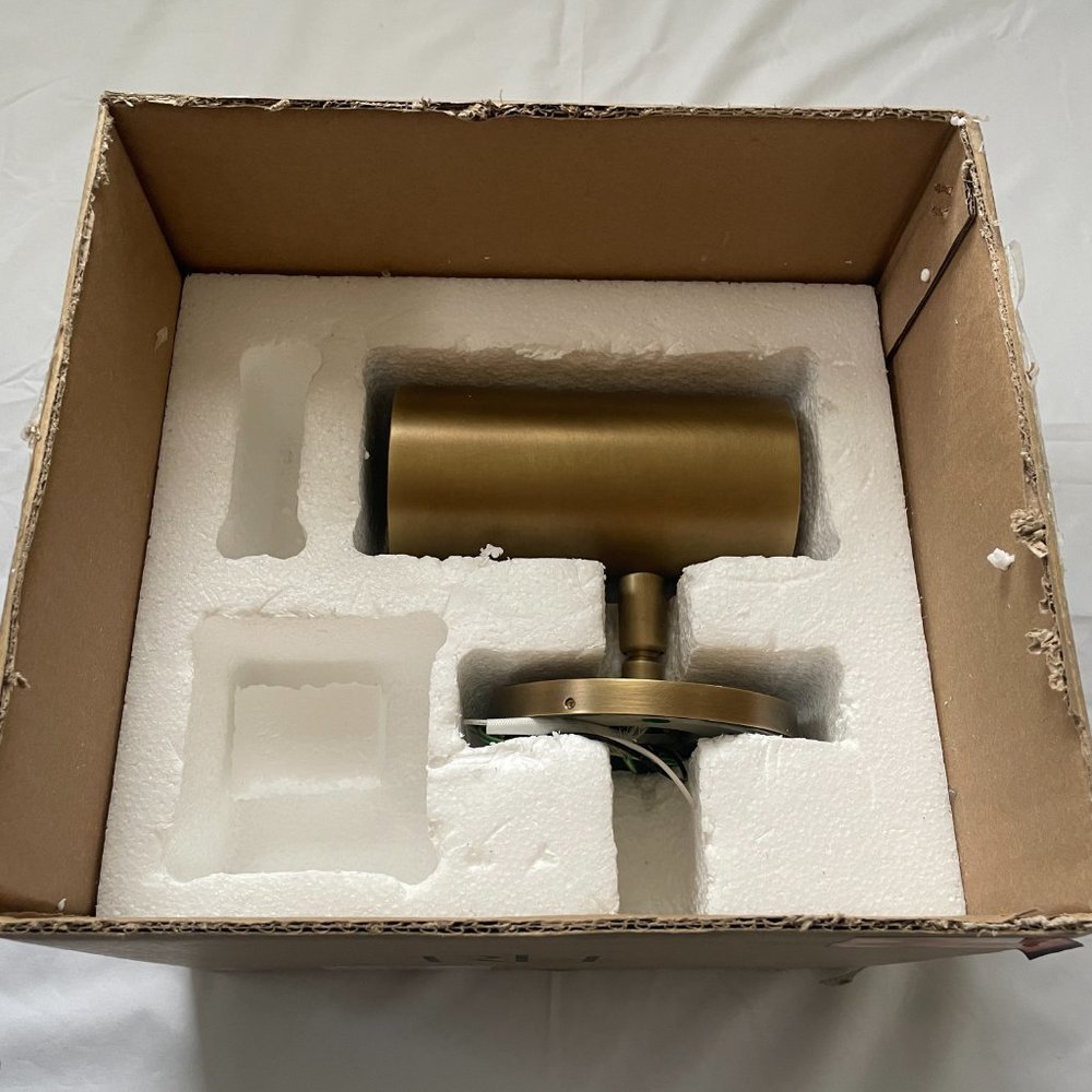 Restoration Hardware Lacquered Burnished Brass Champeaux Wall Sconce, Adjustable - Picture 2 of 16